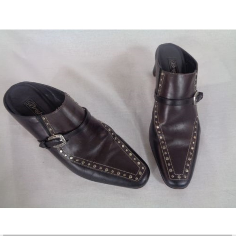 BRIGHTON "Tempe" SZ 9M Brown Leather Studded Clogs
